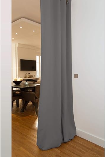 Amazon Com Moondream 4 In 1 Room Divider Curtain With Sound Blackout Thermal Insulation Patented Technology 57 W X 108 L Grey Cloud Mc09 Grommet 1 Panel Home Kitchen