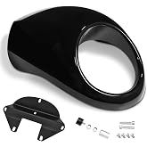 PBYMT Front Headlight Fairing Cowl with Visor and Bracket, Fit for Harley Sportster XL 1973 to later, Glossy Black