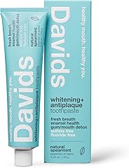 Davids Fluoride Free Toothpaste, Teeth Whitening, Antiplaque, SLS (Sulfate) Free, Promotes Enamel Health, Mouth & Gum Detox, 