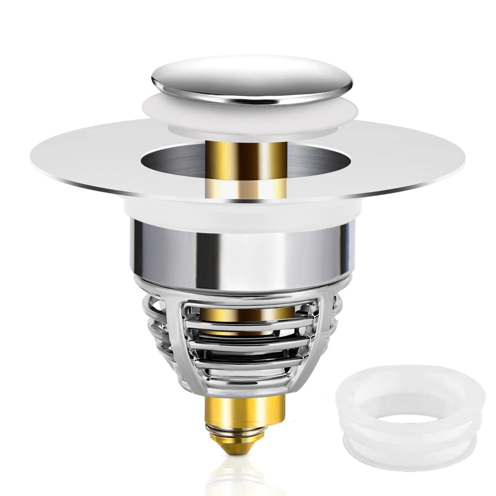 Universal Sink Plug Replacement & Bathroom Sink Drain Stopper, Basin Plug Made of Pure Copper,Drain Plug,Bathroom Sink Stopper Pop Up with Double Seal for Diameter 32~42 mm