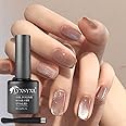 LYXSYXL 7ml Crystal Cat Eye Gel Nail Polish Set Bright Silver UV Gel Polish Shiny Diamond Glitter Gel with Magnet Stick (Beige)