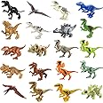 Toysvill Compatible Dinosaurs Mini Figures for Jurassic World Building Blocks Toys (Set of 20 Pieces) with Moving Parts. T Rex, Dragon Sword, Pterodactyl, Tyrannical Dragon, Stygimoloch et al.
