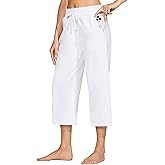 Willit Women's Capris Pants Cotton Yoga Capri Casual Lounge Pants Wide Leg Workout Sweatpants with Pockets 20"