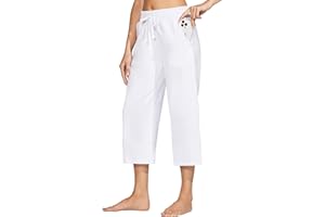 Willit Women's Capris Pants Cotton Yoga Capri Casual Lounge Pants Wide Leg Workout Sweatpants with Pockets 20"