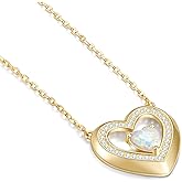 Christmas Gifts for Women - 14K Gold Filled 925 Sterling Silver Heart Birthstone Pendant Necklaces, Anniversary Birthday Jewelry Gifts for Wife Daughter Mom Grandma, Non Tarnish 16"+2"