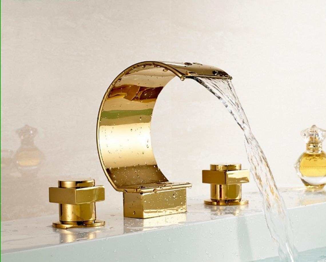 xie lujo lavabo llave Big Bend Triple mezclado, dorado y llave para