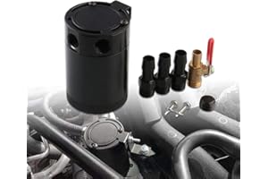 Sporacingrts Compact Black Baffled 3-Port Oil Catch Can+ 0.41'' 10.3mm Oil Drain Cock Valve