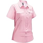 Haimont Women's Sun Protection Fishing Hiking Shirts Button Down Short Sleeve Water Resistant Quick Dry Outdoor
