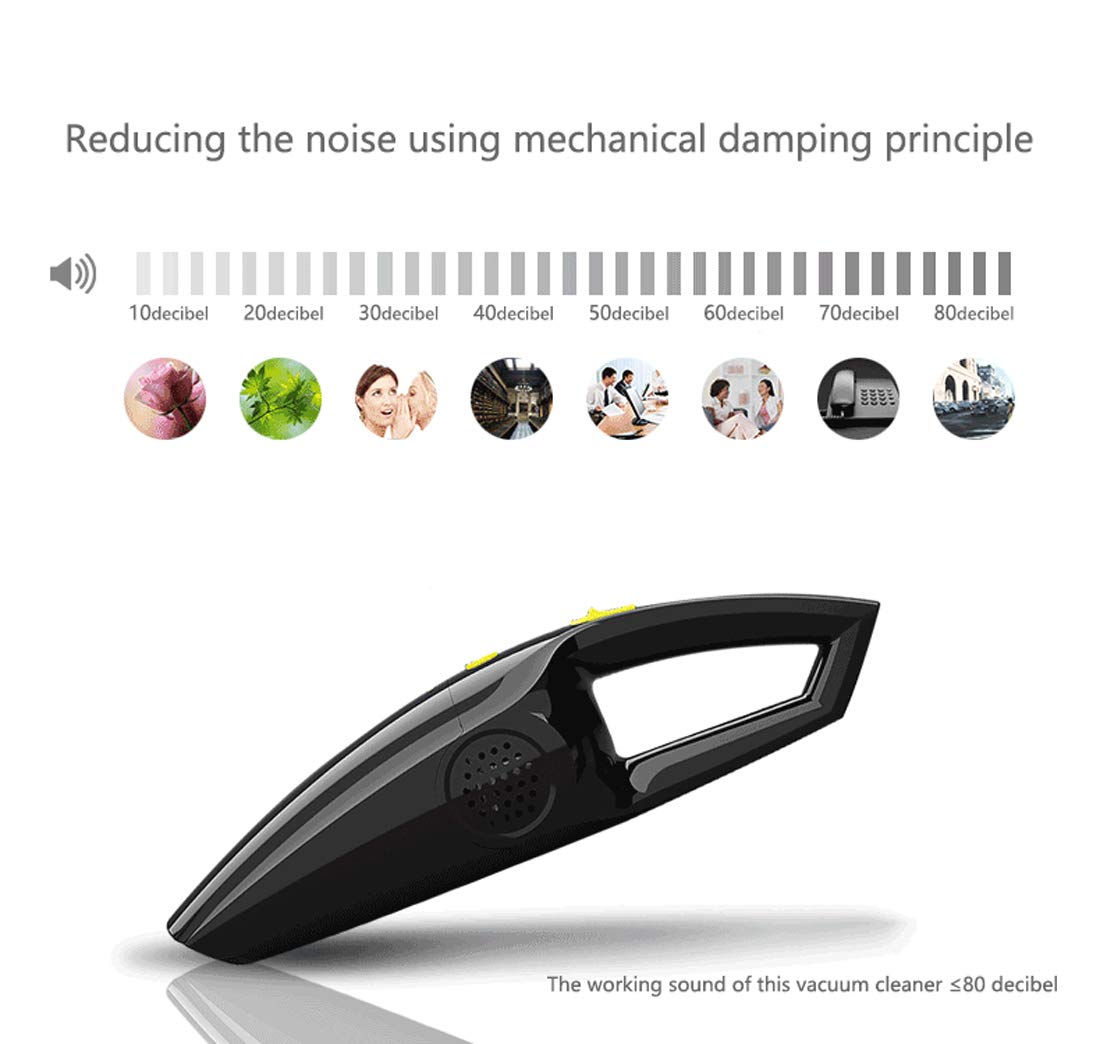 LICORNE Handle Cordless Vacuum cleaner, 12V 120W 3.7KPa Portable Vehicle-mounted Vacuum Cleaner with Cyclonic Motor Strong Suction,Wet Dry Amphibious Mini Dust Collector