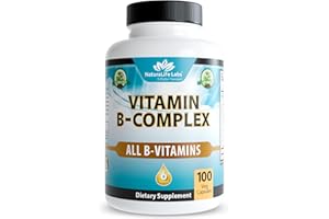 NaturaLife Labs Vitamin B-Complex with Vitamin C & Folic Acid – Includes B1, B2, B3, B5, B6, B7, B9 & B12 – 100 Capsules, Vegan, Non-GMO, Gluten Free