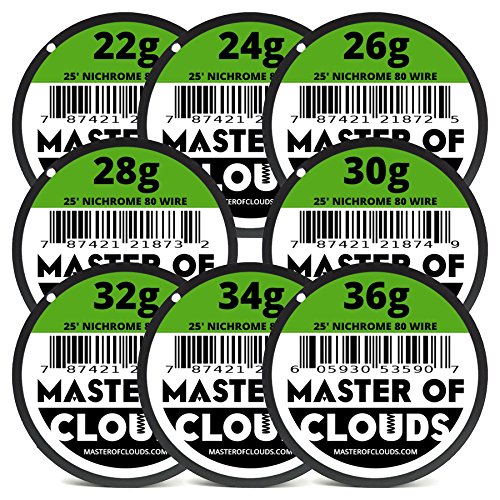 Nichrome 80 Wire Sample Pack 25  each 22,24,26,28,30,32,34,36 Gauge