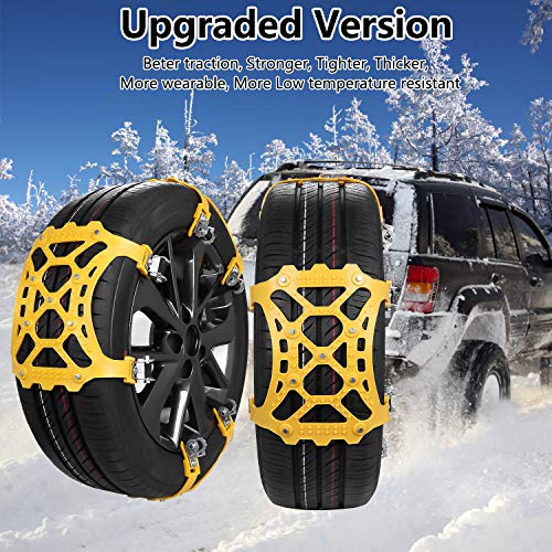 SUPTEMPO Snow Chains, 6 Set Emergency Anti Slip Tire Chains with Upgrade TPU Car Snow Chain for Trucks Minivan Pickup SUV/ATV/UTV Winter Universal Tires 6.5"-10.8"(165mm-285mm)
