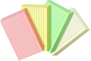 YIZUUN 200 PCS Colored Index Cards 3x5, Ruled Index Cards, Flash Cards for Studying, Heavy Note Cards for Office, Home and School，Light Red/Green/Yellow/Beige 4 Colors, 50 PCS of Each Color