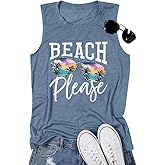 Beach Tanks for Women Beach Please Graphic Tank Top Funny Summer Sleeveless Hawaiian Vacation Vest Shirts