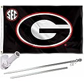 Georgia Bulldogs SEC Flag with Pole and Bracket Kit