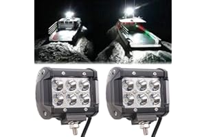 Shangyuan Pontoon Boat Docking Headlights, Marine Led Lights for Kayak Bass Jon Fishing Boat Spreader Light, T-top, Deck, Driving, Stern/Navigation Lights, 2pcs