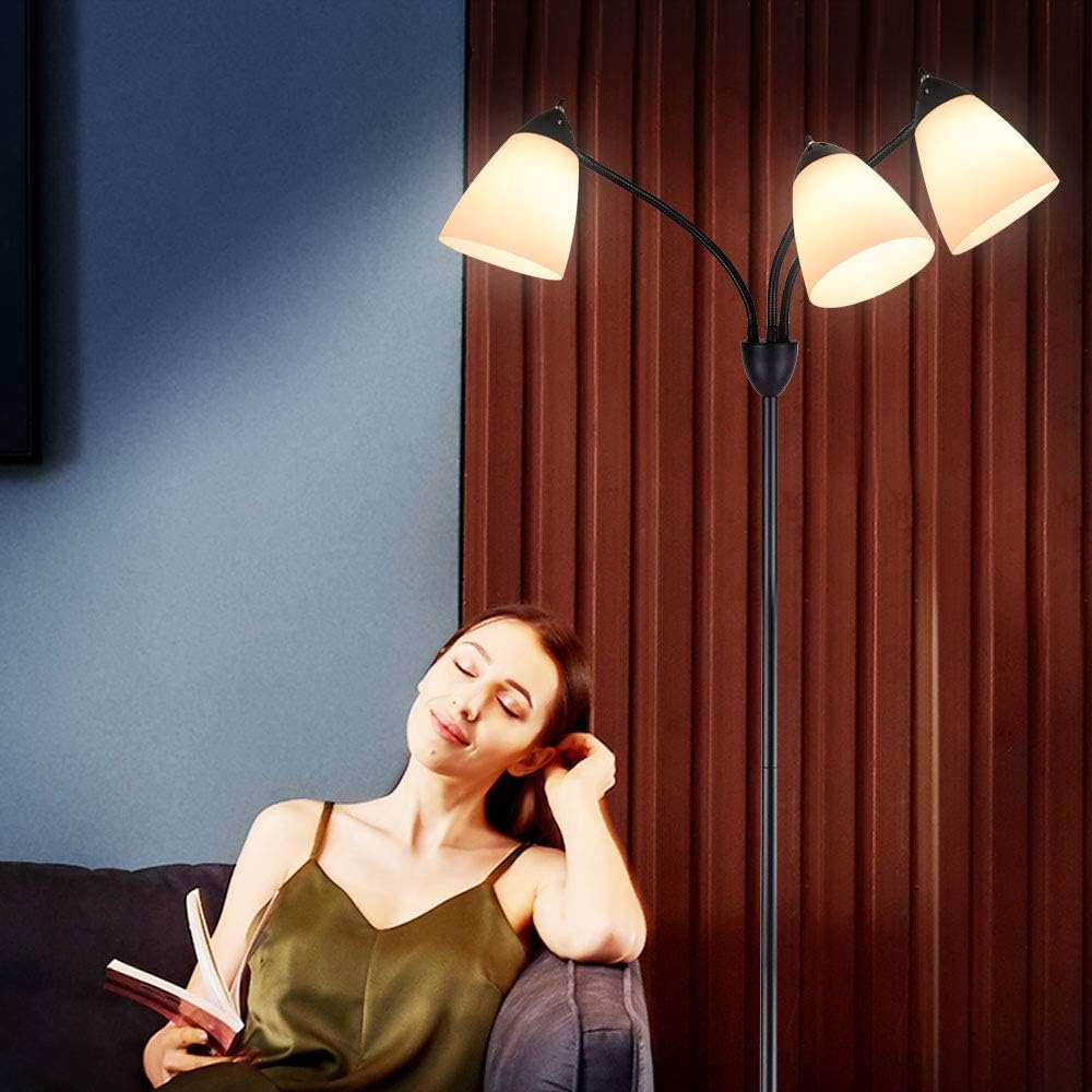 Depuley 3-Light Floor Lamp, Modern LED Standing Floor Lights with E27 Bulbs Base - Image 5