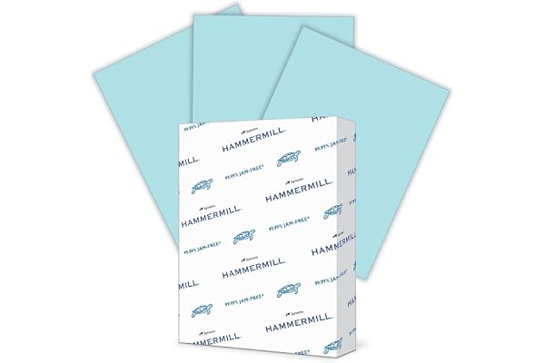 Hammermill Colored Paper, 20 lb Blue Printer Paper, 8.5 x 11 - 1 Ream (500 Sheets) - Made in the USA, Pastel Paper