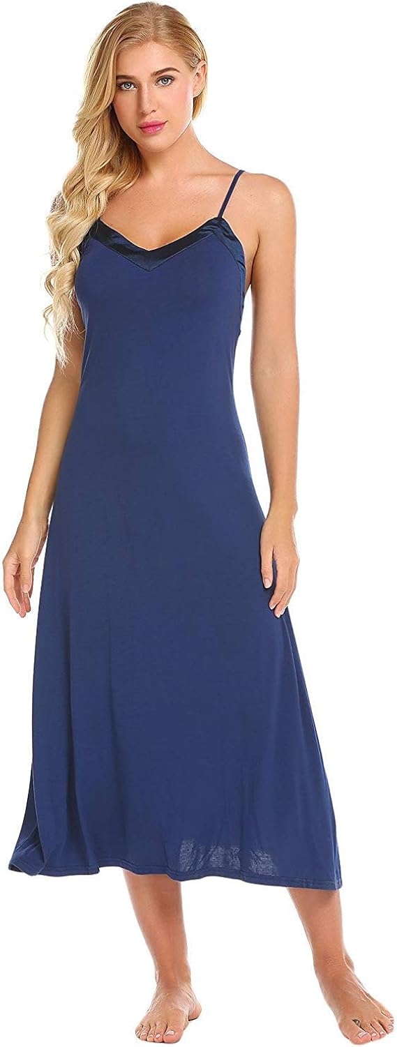 Poftik Women's Cotton Sleeveless Nighty/Sleeveless Night Gown.