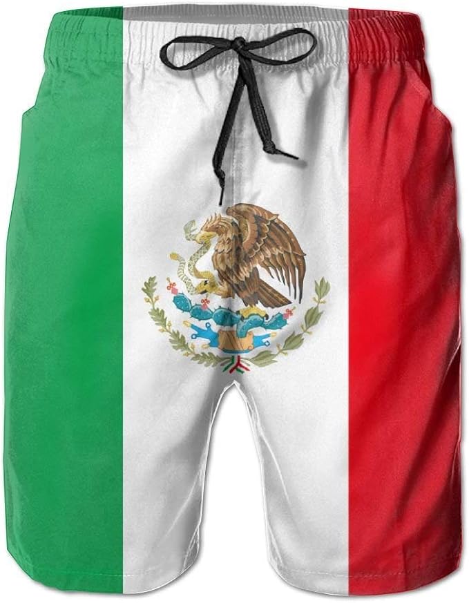 Zhengzho Mens Mexican Flag Mexico Shorts de Playa Transpirables Shorts