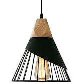 Mxsaoud Pendant Light Black,Pendant Lights Kitchen Island,Wood Pendant Light,Adjustable Height Hanging Light Fixture for Kitchen Island Dining Room Bar Bedroom Hallway