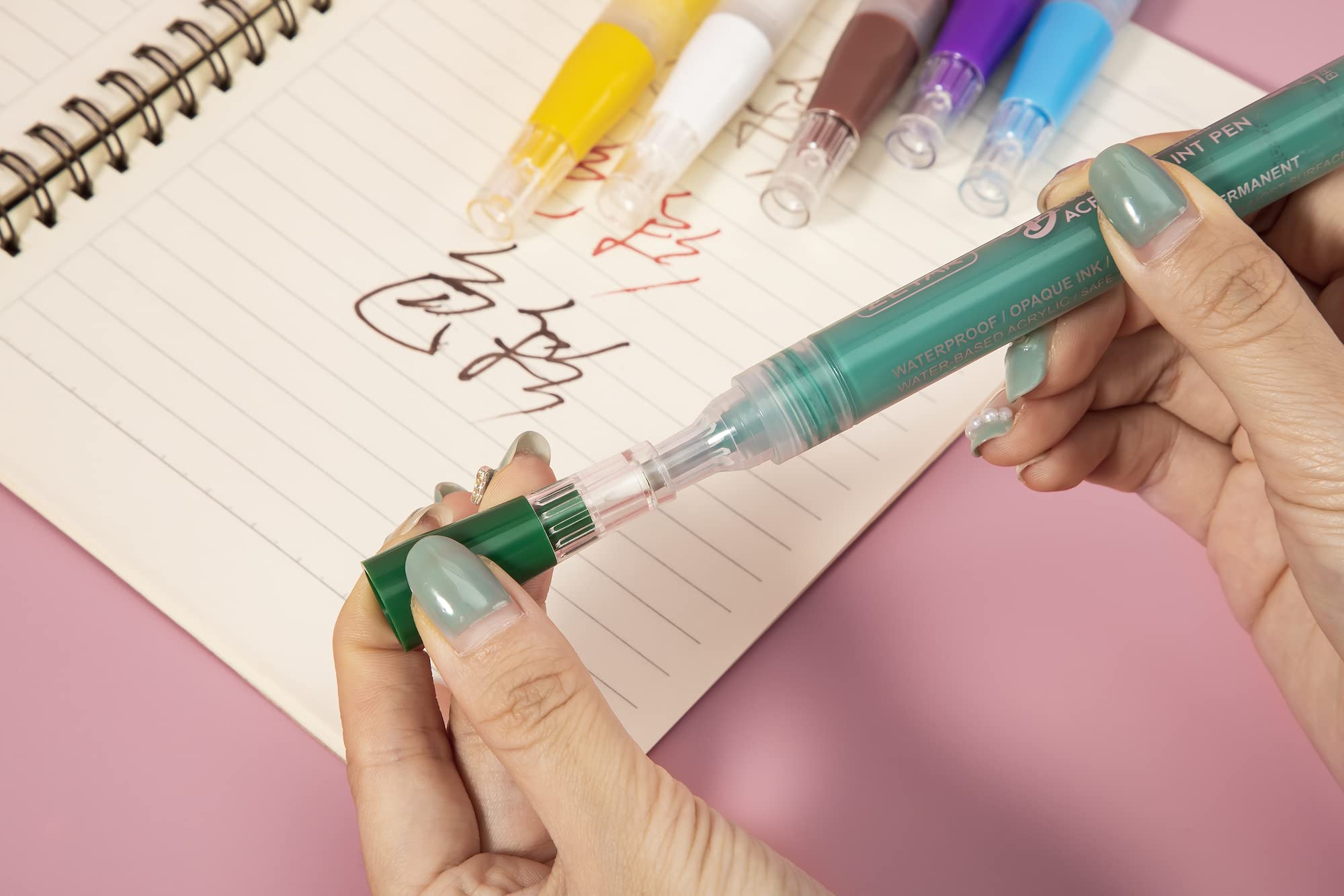 ZEYAR Acrylic Paint Pens Brush Tip, Valve-action Structure, Waterproof Ink, Writes on Paper, Rock, Rubber, Ceramics, Wood, Glass and more, Patented Product (12 Classic Colors)