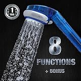 Universal Handheld Water Filter Shower Head By Good Idea Replaceable 3-Stage Filter Cartridge To Remove Chlorine, Fluoride & Metals- Top Shower Water Purifier + BONUS: 1 Shower Filter (Blue)