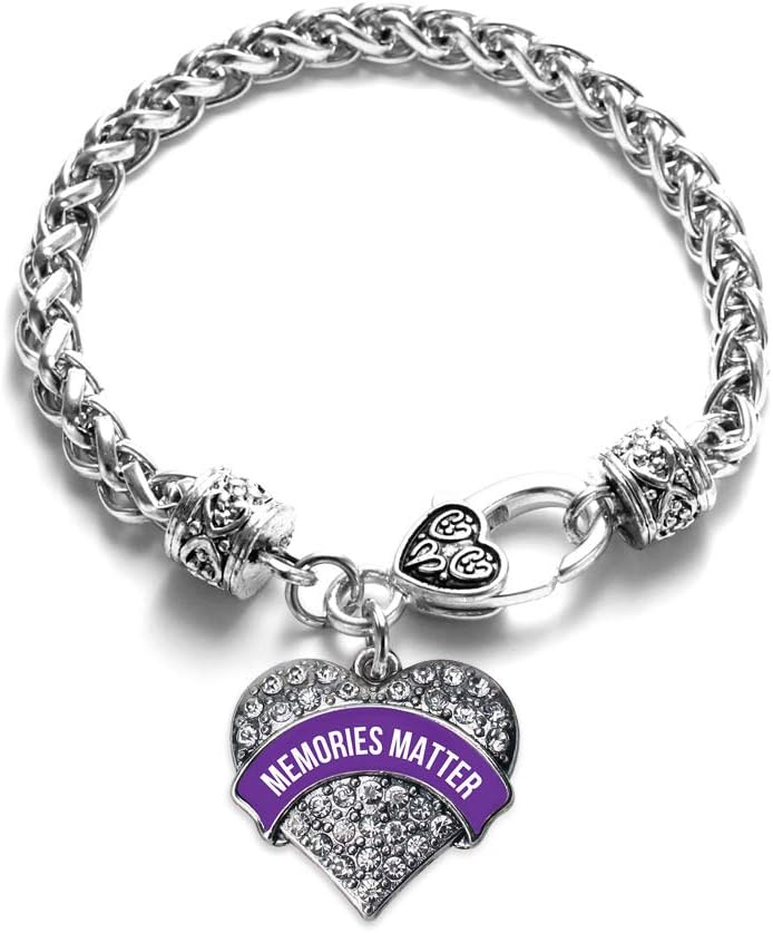 Inspired SilverSilver Pave Heart Charm Bracelet with Cubic Zirconia Jewelry