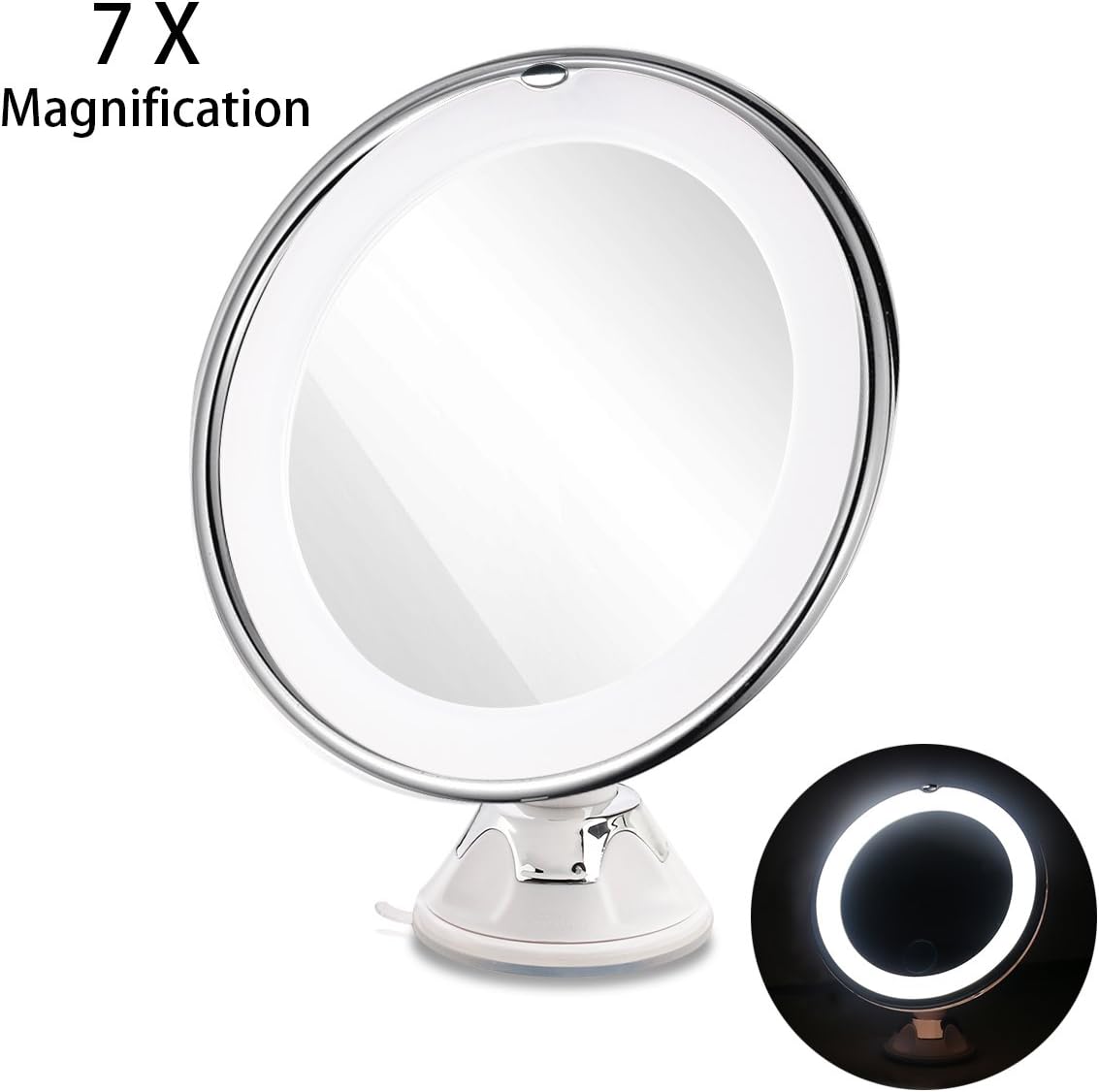 RUIMIO Dimmable Makeup Mirror 7X Magnifying Lighted Makeup Mirror with Suction Base