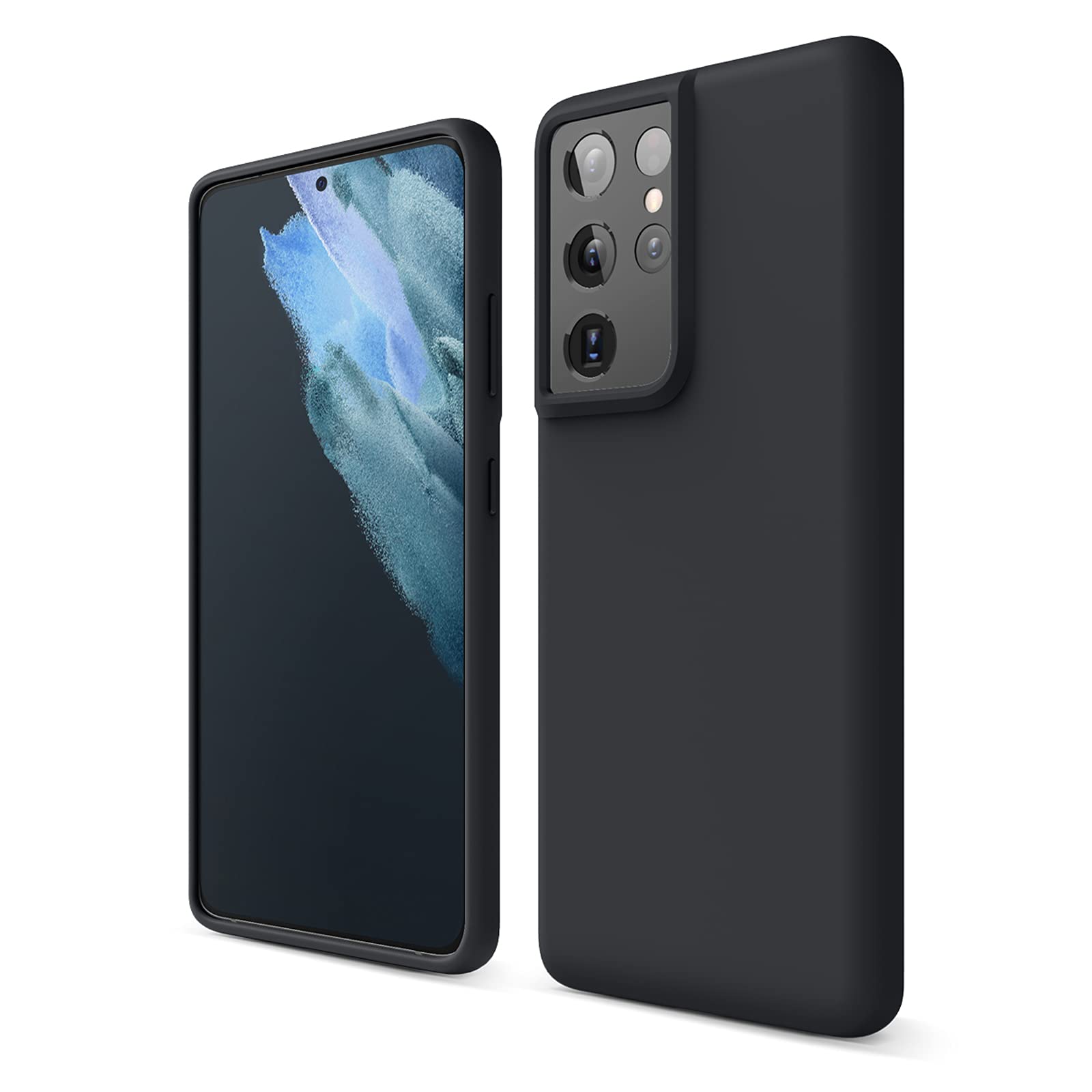 elago Liquid Silicone Case Compatible with Samsung Galaxy S21 Ultra Case, Premium Silicone, Full Body Protection : 3 Layer Shockproof Cover (Black)