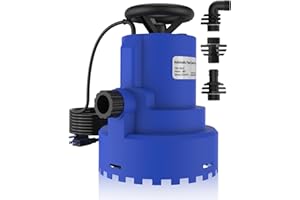 AgiiMan Automatic Submersible Water Pump - 1HP 5000GPH Pool Cover Pump with 33ft Power Cord for Pool Draining, Pond Pump Removal for Pool, Hot Tubs, Rooftops, Water Beds