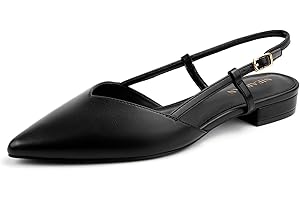NIEARDAN Slingback Flats for Women Closed Pointed Toe Buckle Strap Dress Shoes Elegant Ballet Flats Low Heel Walking Wedding 