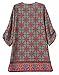 Women Bohemian Neck Tie Floral Print Ethnic Style Shift Dress (Large, Pattern 3)
