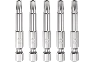 HARFINGTON 5Pcs Security Torx Bit 1/4" Hex Shank 2" Long Drill Bits T27 Torx Star S2 Steel Magnetic Tamper Resistant Screwdri