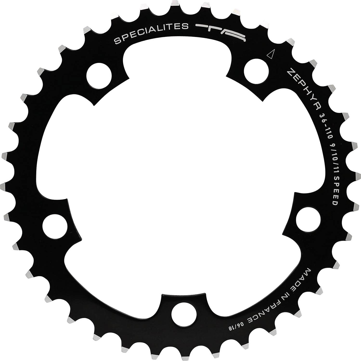 Spécialités TA Zephyr Compact 110pcd 5 Arm 9/10/11 Speed Inner Chainring, 33t, Black — image 1