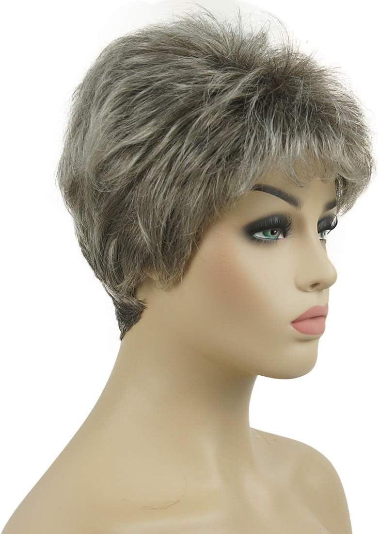 Lydell 6" Women Wigs Short Curly Hair Synthetic Full Wig AB76 Grey Ombre, #AB76 Grey Ombre, 6 Inch (Pack of 1) - Image 3