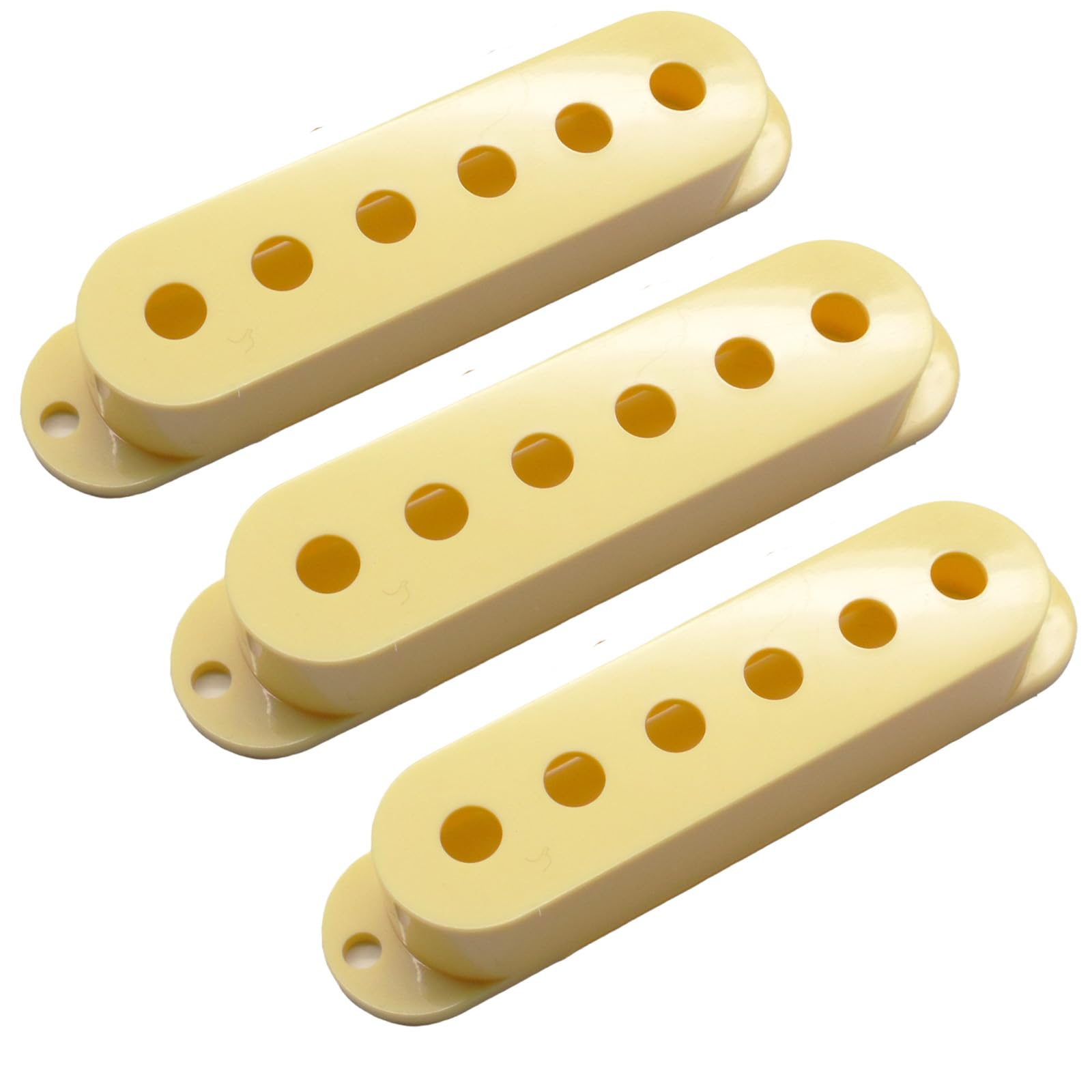 Set of 3 Ivory/Cream Strat Pickup Covers for Electric Guitar - 52mm Pole Spacing - 14.7mm total height Compatible with Fender Stratocaster Style Guitars