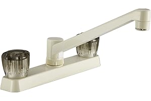 Dura Faucet DF-PK600S-BQ RV Kitchen Sink Faucet with Smoked Acrylic Knobs (Bisque Parchment)