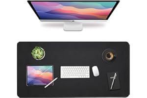 Vine Creations Leather Desk Mat Large 44" x 22", Desk Protector Mat, PU Leather Desk Pad, Non-Slip Large Mouse Pad, Desk Blotter, Desk Pads on Top of Desks, Home Office Desk Matt for Desktop (Black)