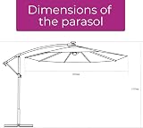 Neo 3M Grey Cantilever Parasol Outdoor Waterproof LED Lights Crank Handle Water view 3