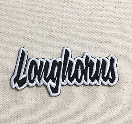 Longhorns - Black/White - Team Mascot - Words/Names - Iron on Applique/Embroidered Patch