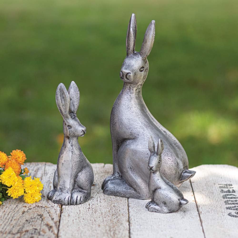 CTW Home Collection 370496 Cottontail Rabbits, Set of Three, 10.5-inch Height, Aluminum