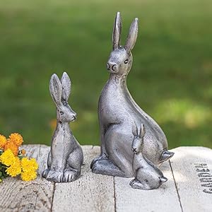 CTW Home Collection 370496 Cottontail Rabbits, Set of Three, 10.5-inch Height, Aluminum