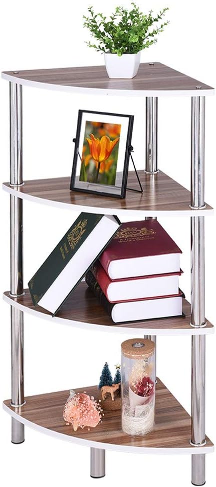 4-Tier Corner Shelf, Storage Rack Plant Stand Small Bookshelf for Living Room, Home Office, Corner Bookcase and Shelf