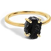 Moon Magic | Authentic Amethyst, Rose Quartz, Aquamarine, Moonstone Rings for women | Real 925 Sterling Silver | 18K Rose Yel