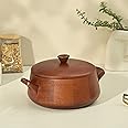 Brick Brown ® Handcrafted Wooden Handi Roti Box Mahogany Finish | Chapati Box for Kitchen | Hot Pot Casserole for Roti Server Tableware Serving | Case Roti Dabba with Lid (10.7 × 8.8 × 5.6 In)