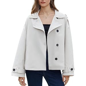 Keoouure Women Crop Trench Coat Single Breasted Raglan Sleeve Cropped Jacket Fall Winter Casual Fashion Outerwear