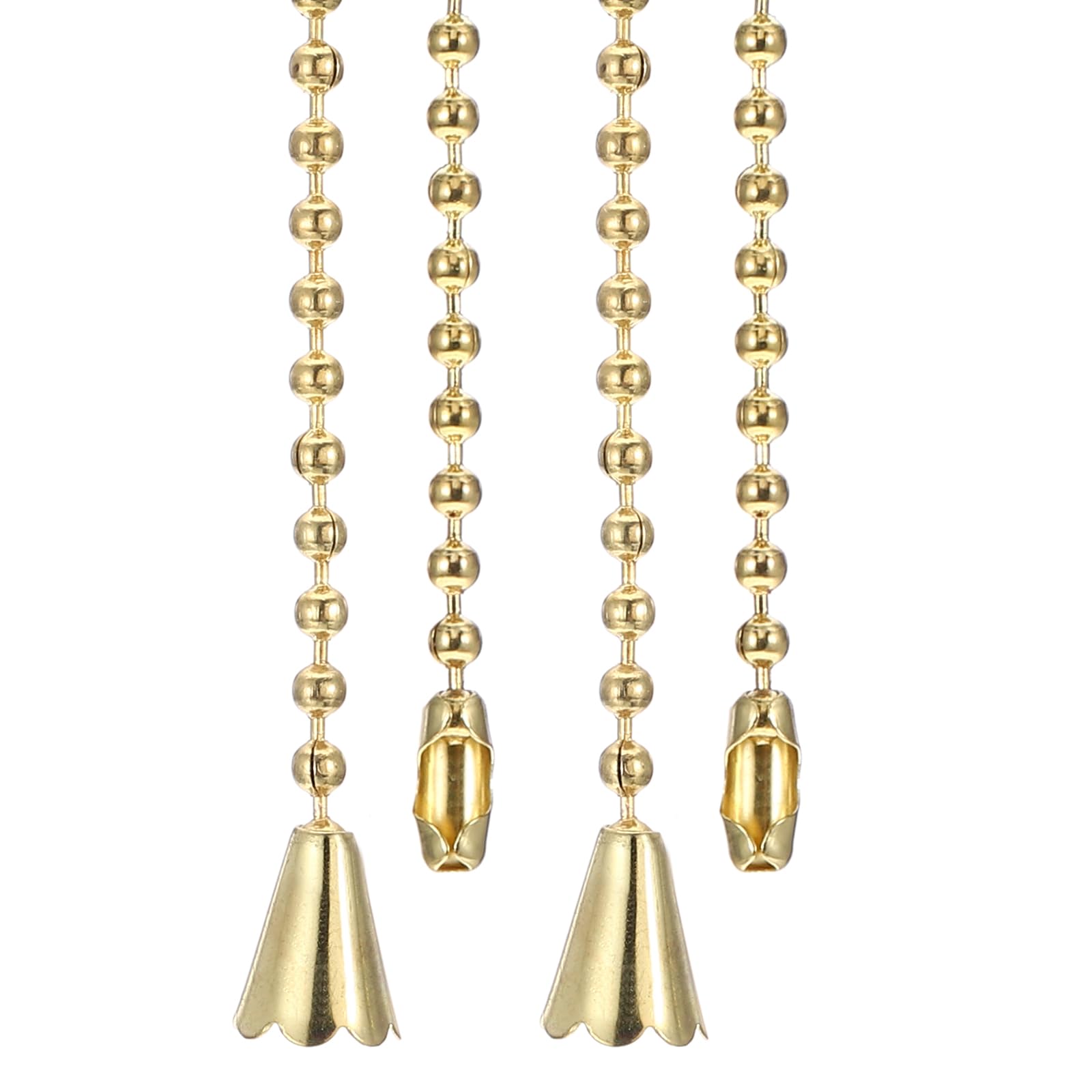 PATIKIL 1M 3.3ft Ceiling Fan Pull Chain, 2 Pcs Beaded Pulls Cord Extender Conical Pendant for Fan Light Chandelier Table Lamp Pulling Switch, Gold Tone
