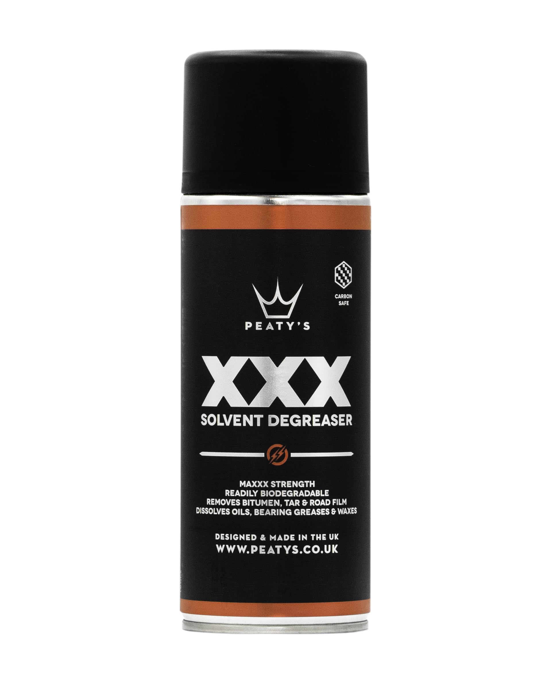 Peaty's XXX Solvent Degreaser - Heavy Duty Bike Degreaser Spray & Chain Cleaner, Biodegradable Aerosol Degreasing for Chain, Cassette and Drivetrain, Carbon Safe for MTB, Road & Gravel Bikes, 400ml