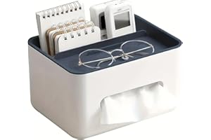 Tissue Box Holder, Multifunctional Tissue Holder Desk Table Organizer with Storage for Remote Control, Decorative Tissue Pen 